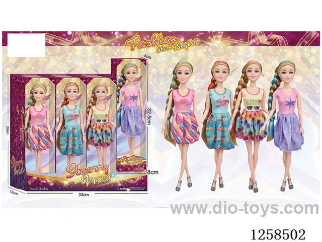 11.5 inch Jointed Barbie 12PCS (4 outfits)