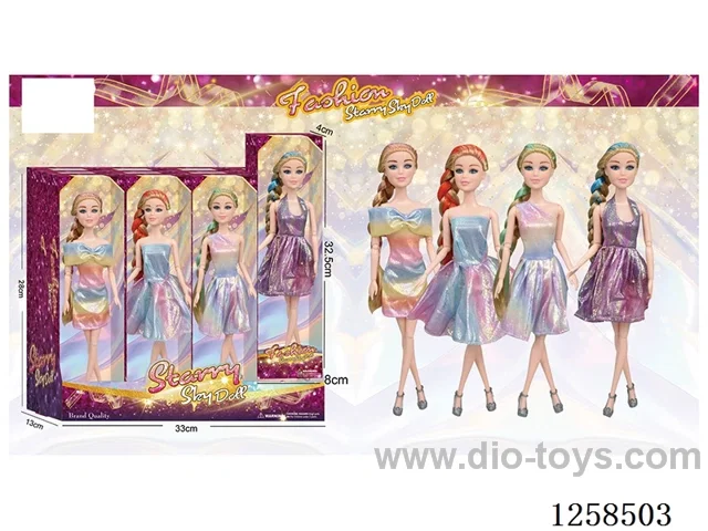 11.5 inch Jointed Barbie 12PCS (4 outfits)