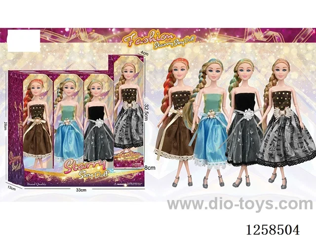 11.5 inch Jointed Barbie 12PCS (4 outfits)