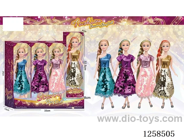 11.5 inch Jointed Barbie 12PCS (4 outfits)