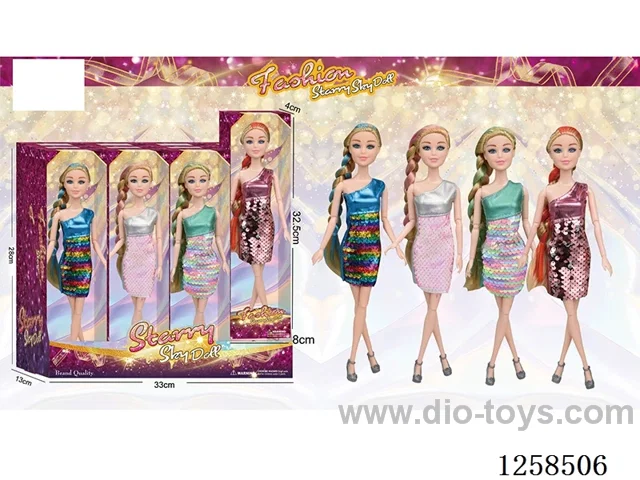 11.5 inch Jointed Barbie 12PCS (4 outfits)