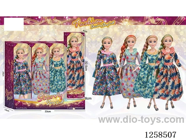 11.5 inch Jointed Barbie 12PCS (4 outfits)