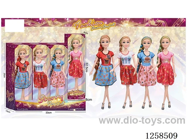 11.5 inch Jointed Barbie 12PCS (4 outfits)