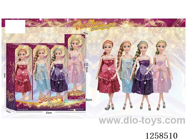 11.5 inch Jointed Barbie 12PCS (4 outfits)