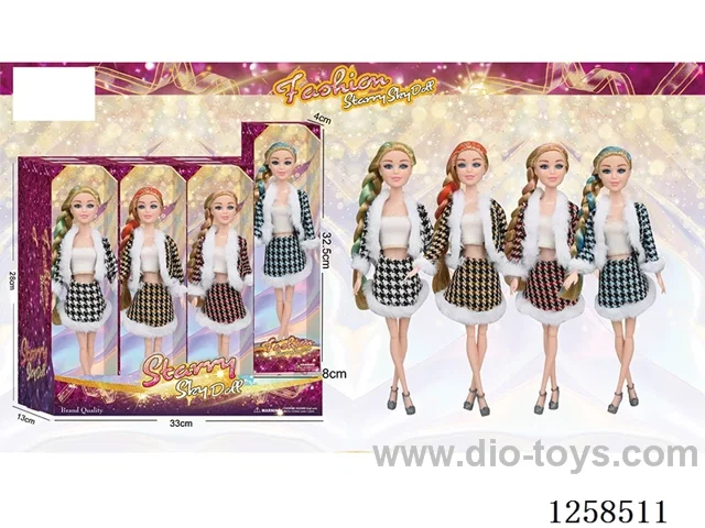 11.5 inch Jointed Barbie 12PCS (4 outfits)