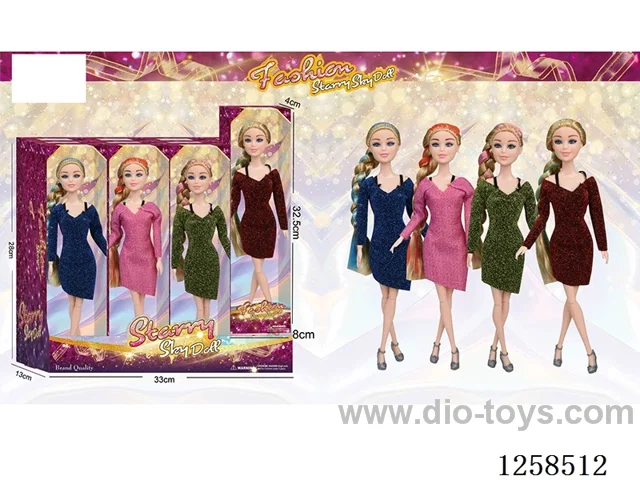 11.5 inch Jointed Barbie 12PCS (4 outfits)