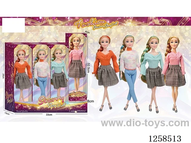 11.5 inch Jointed Barbie 12PCS (4 outfits)