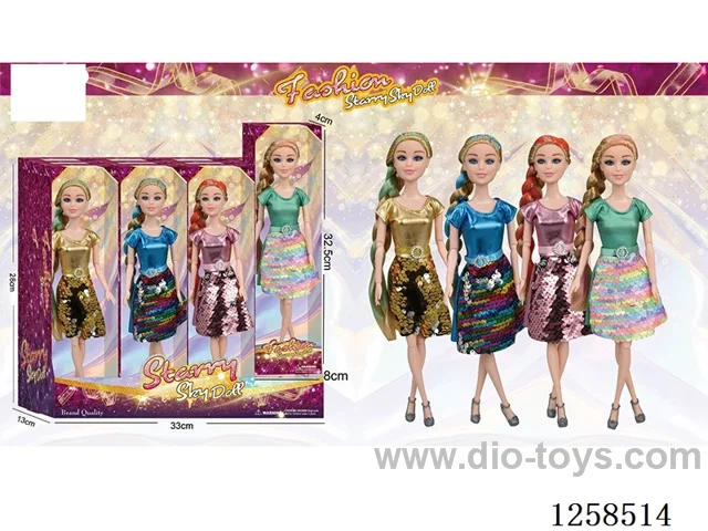 11.5 inch Jointed Barbie 12PCS (4 outfits)