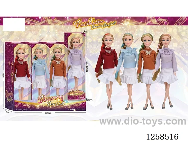 11.5 inch Jointed Barbie 12PCS (4 outfits)