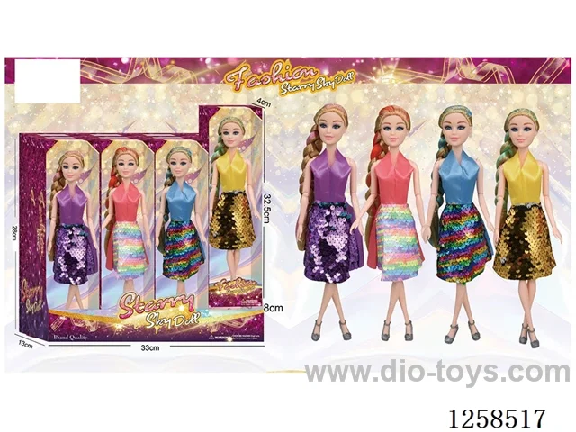 11.5 inch Jointed Barbie 12PCS (4 outfits)