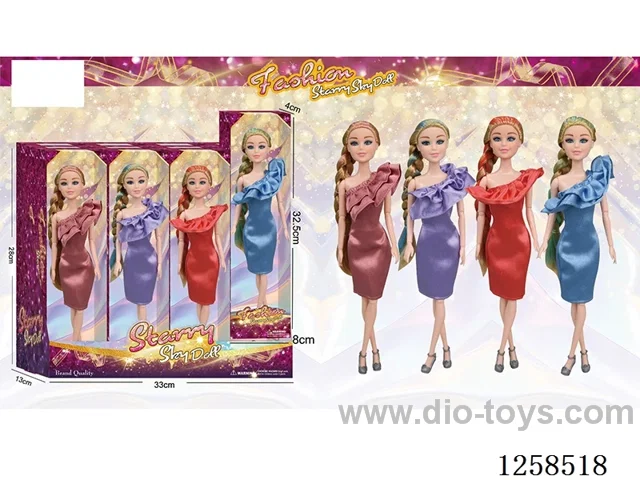 11.5 inch Jointed Barbie 12PCS (4 outfits)