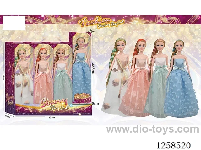 11.5 inch Jointed Barbie 12PCS (4 outfits)