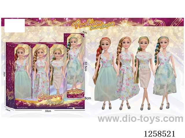 11.5 inch Jointed Barbie 12PCS (4 outfits)