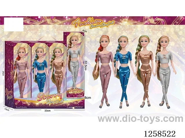 11.5 inch Jointed Barbie 12PCS (4 outfits)