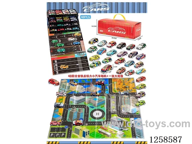 48 Alloy Tin Pull Back Cars with Map