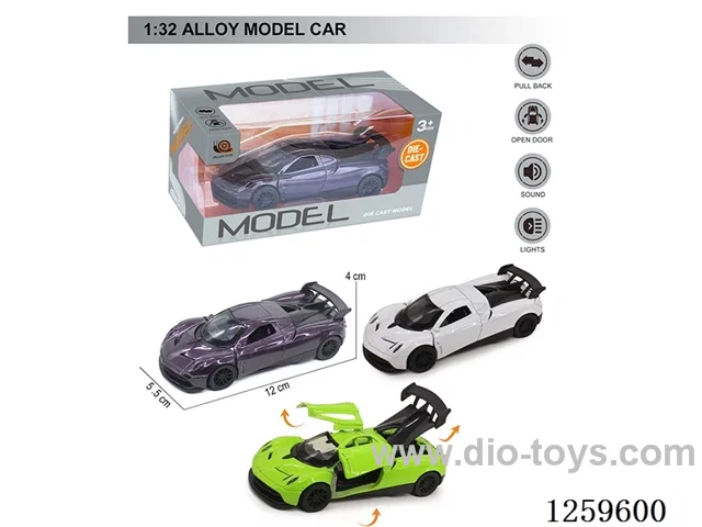 1:32 pull back alloy car 3 colors W L/M included battery