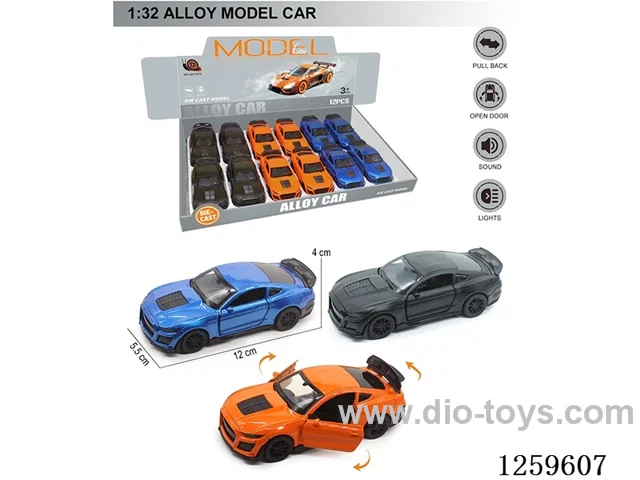 1:32 pull back alloy car 3 colors 12PCS W L/M included battery