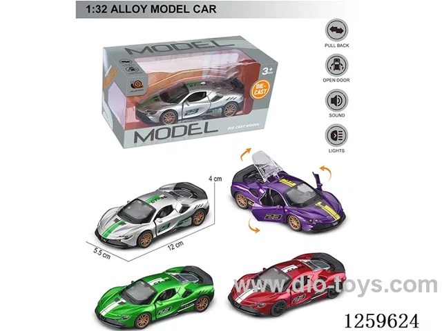 1:32 pull back alloy car 4 colors W L/M included battery