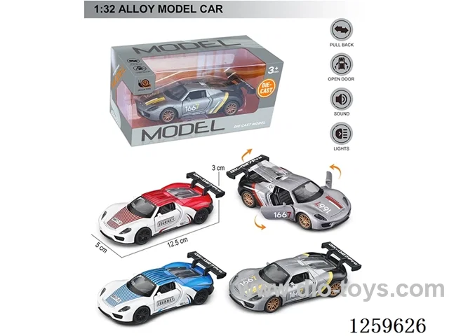 1:32 pull back alloy car 4 colors W L/M included battery