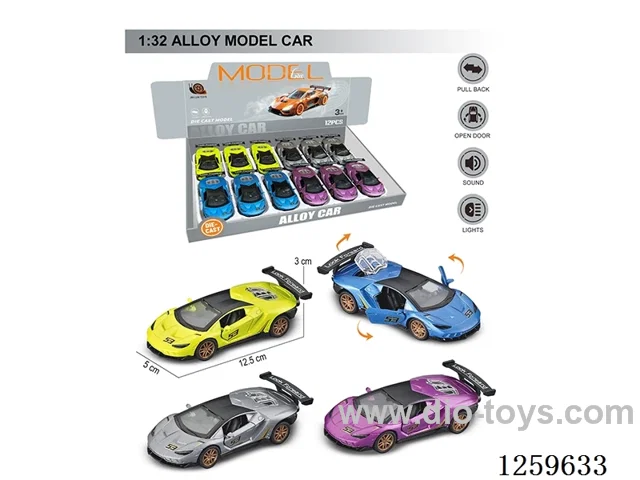 1:32 pull back alloy car 4 colors 12PCS W L/M included battery