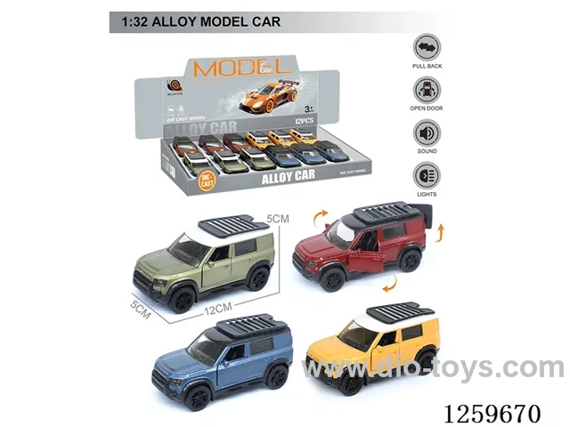 1:32 pull back alloy car 4 colors 12PCS W L/M included battery
