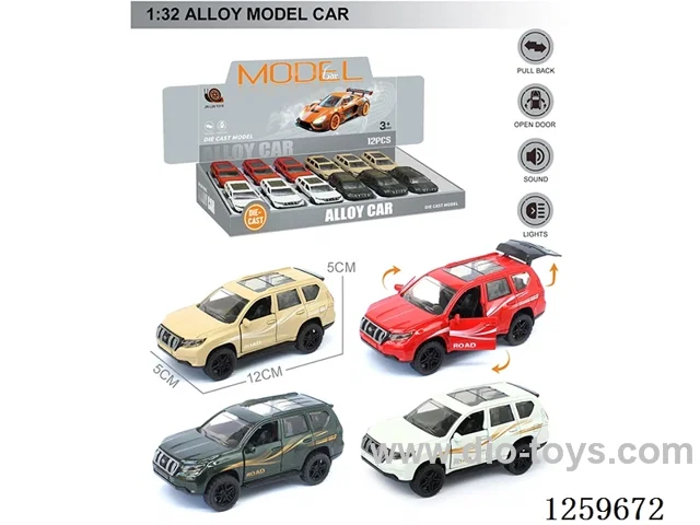 1:32 pull back alloy car 4 colors 12PCS W L/M included battery