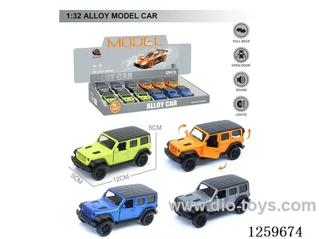 1:32 pull back alloy car 4 colors 12PCS W L/M included battery