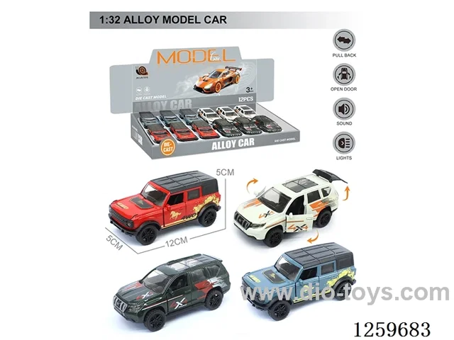 1:32 pull back alloy car 4 colors 12PCS W L/M included battery