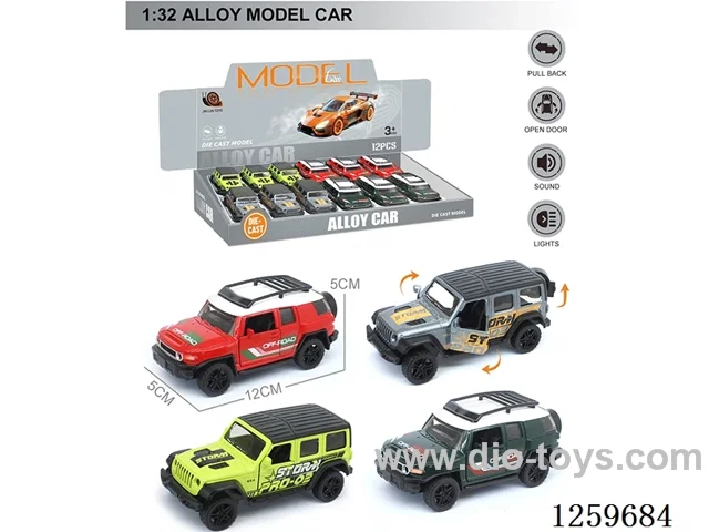 1:32 pull back alloy car 4 colors 12PCS W L/M included battery