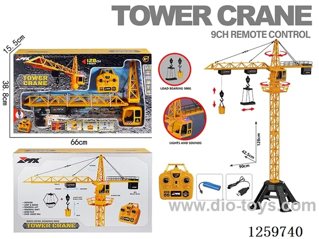1:12 9ch RC Construction Alloy Tower Crane 2.4G included battery
