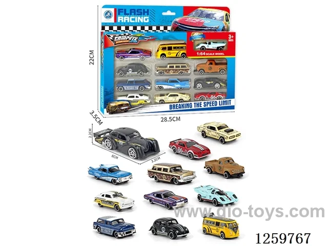 1:64 free wheel alloy car 12PCS