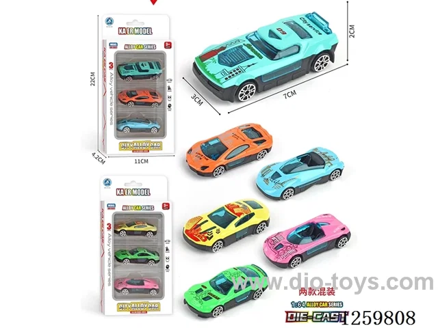 free wheel alloy car 3PCS 2 mixed