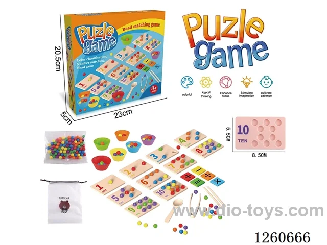Numeric arithmetic clip beads matching game set