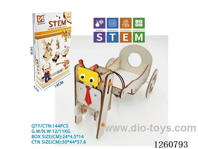 Wooden Robot Pulling Cart