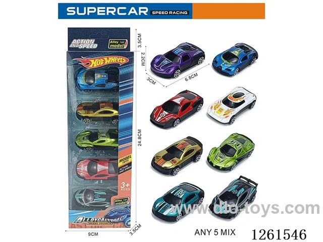 5PCS free wheel alloy car
