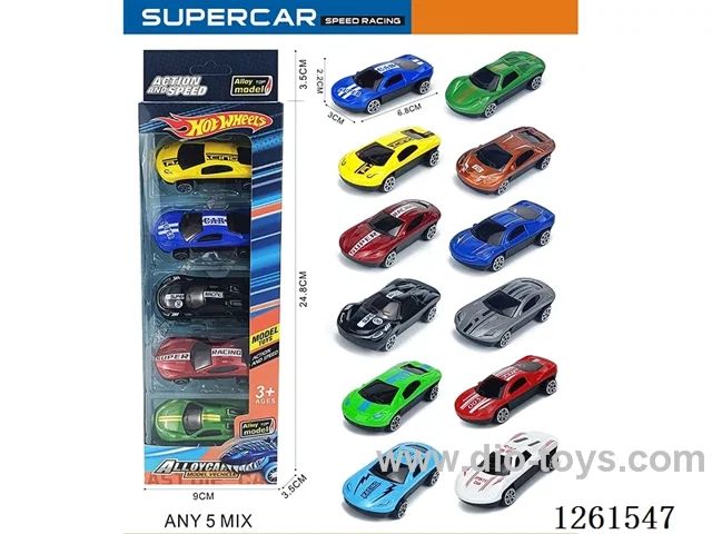 5PCS free wheel alloy car
