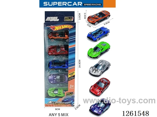 5PCS free wheel alloy car