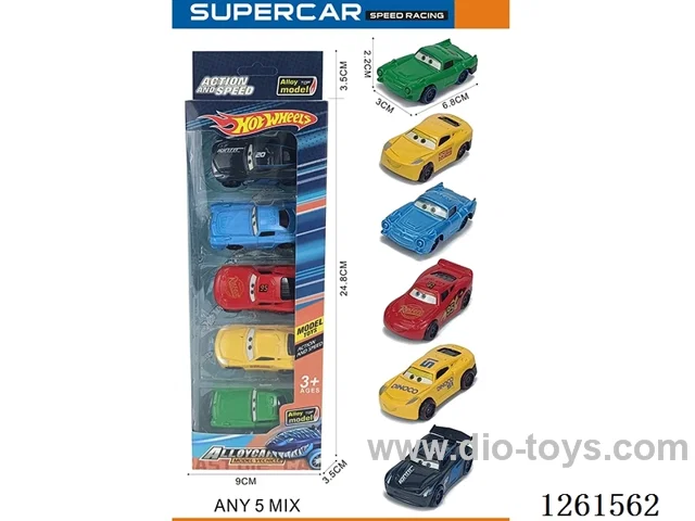 5PCS free wheel alloy car