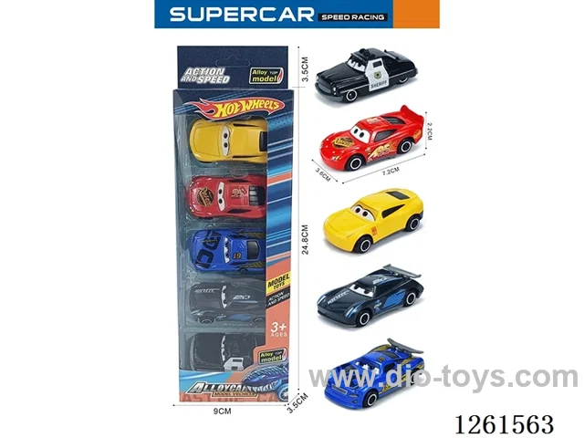 5PCS free wheel alloy car