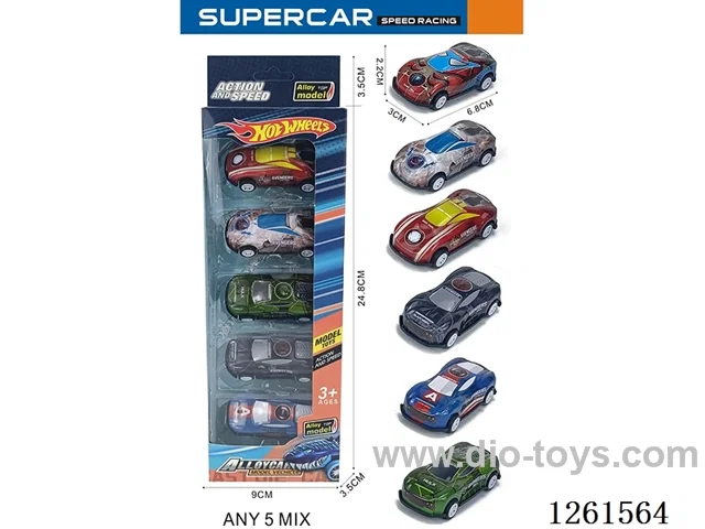 5PCS free wheel tin car