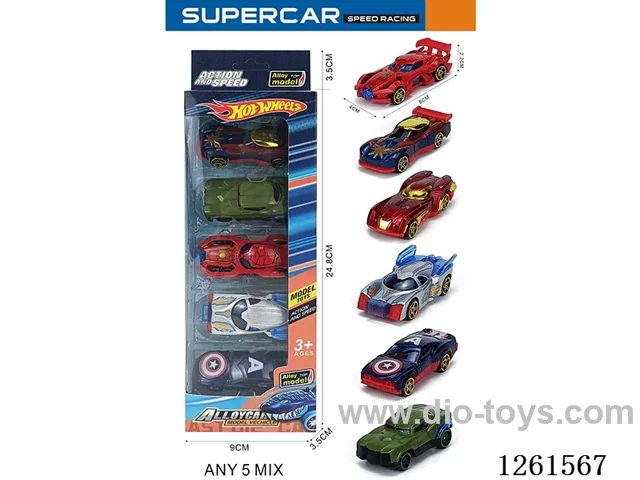 5PCS free wheel alloy car