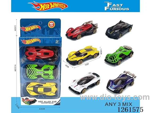 3PCS free wheel alloy car