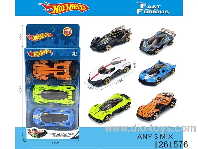 3PCS free wheel alloy car