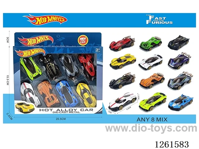 8PCS free wheel alloy car