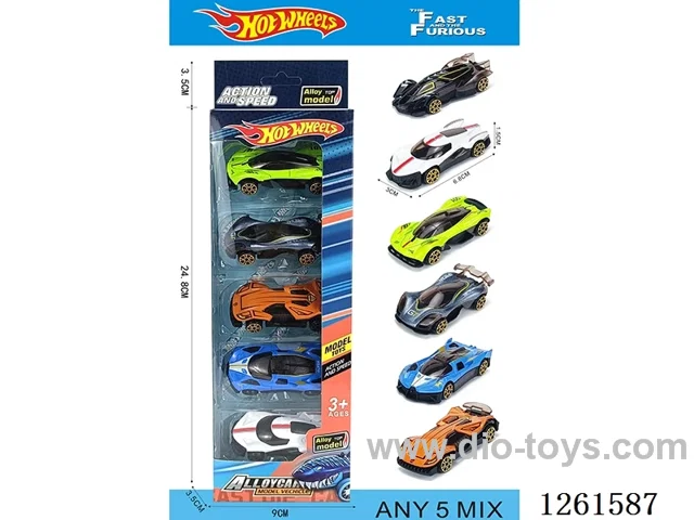 5PCS free wheel alloy car