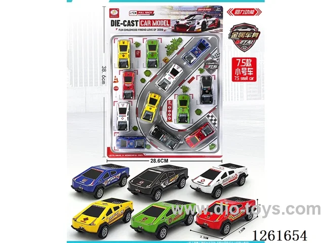 6 types pull back police car (Metal iron shell) 12PCS