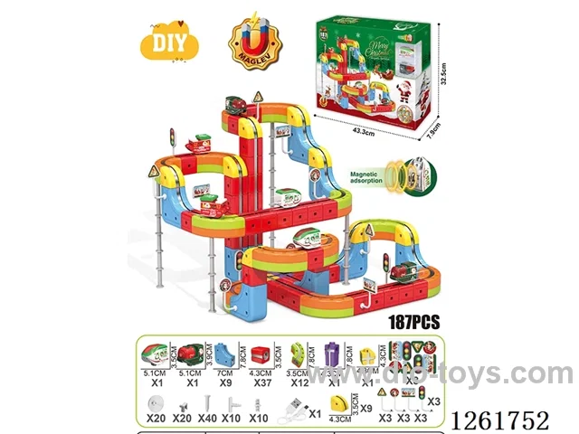 DIY Magnetic Levitation Track (Christmas Edition)(Dual Locomotives)187PCS included battery