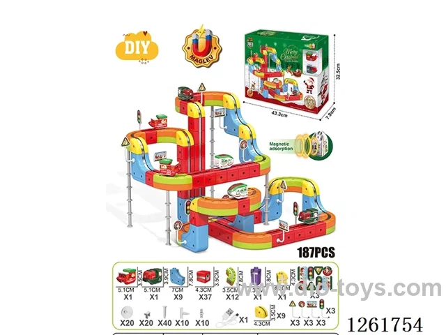 DIY Magnetic Levitation Track (Christmas Edition)(Dual Locomotives)187PCS included battery