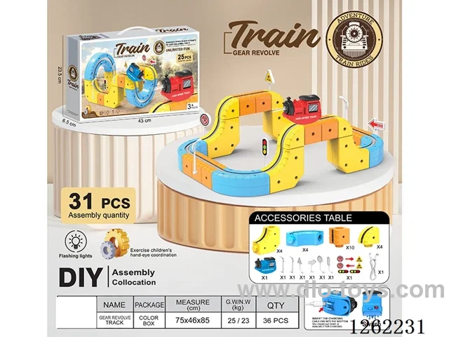 Hovering railroad train with lights