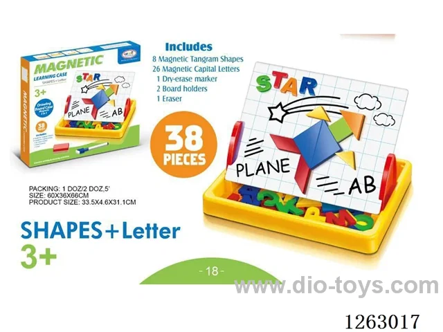Learning Drawing Board Box - Capital Letters + Building Blocks (White Grid Iron Plate)
